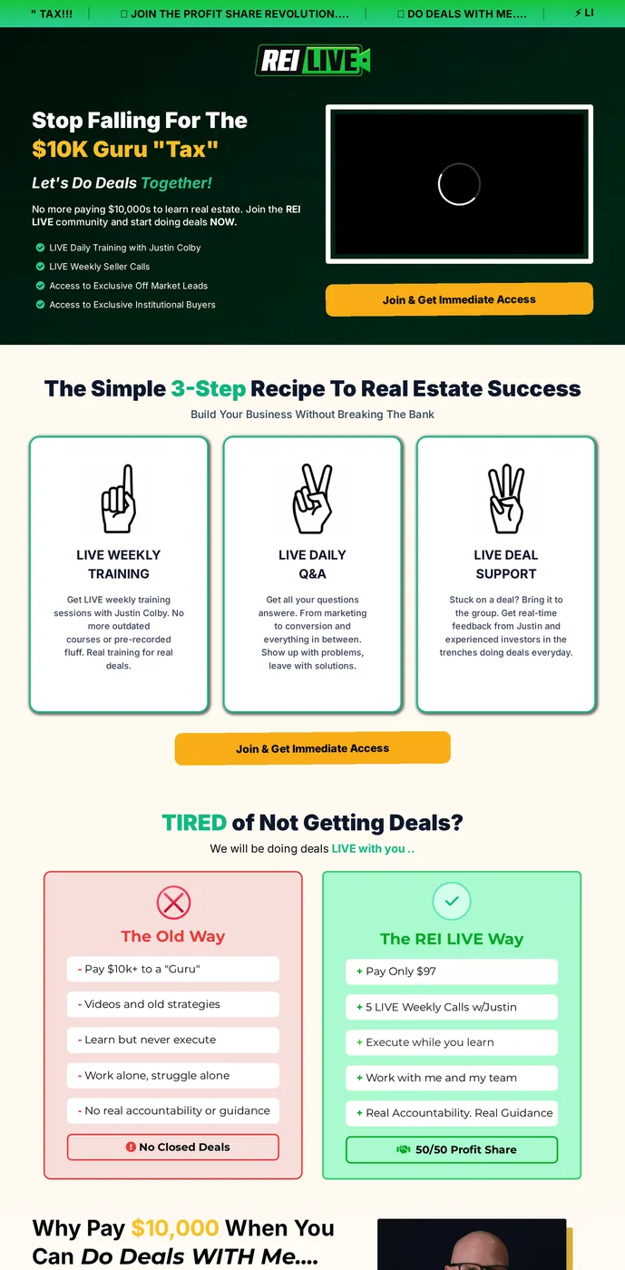 REI Live funnel design by Thrive Media